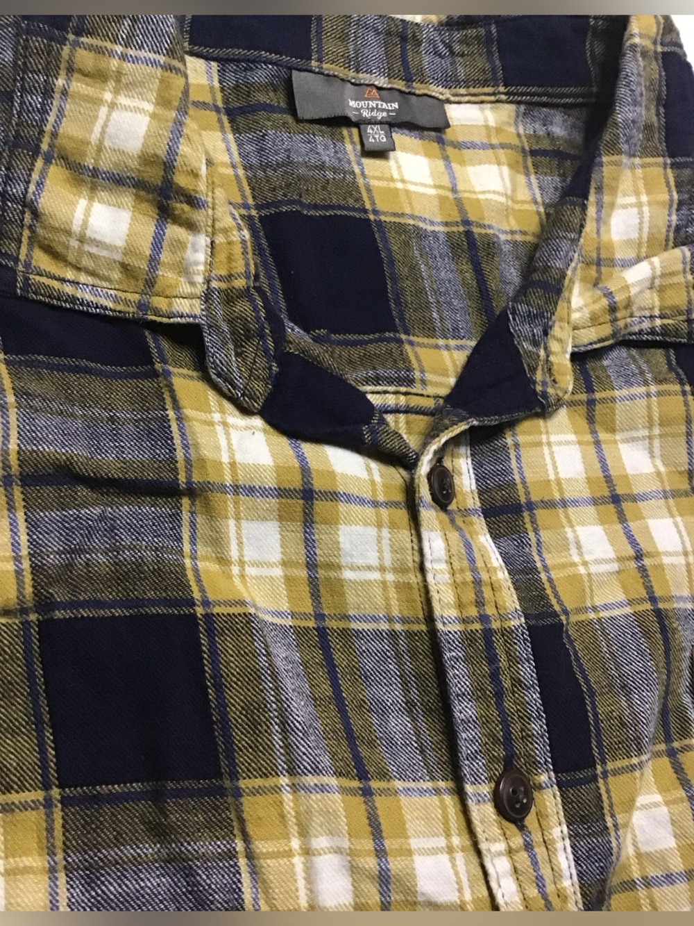 Mens flannel cozy Casual Plaid Button-Down Shirt in Yellow and Navy 4xl